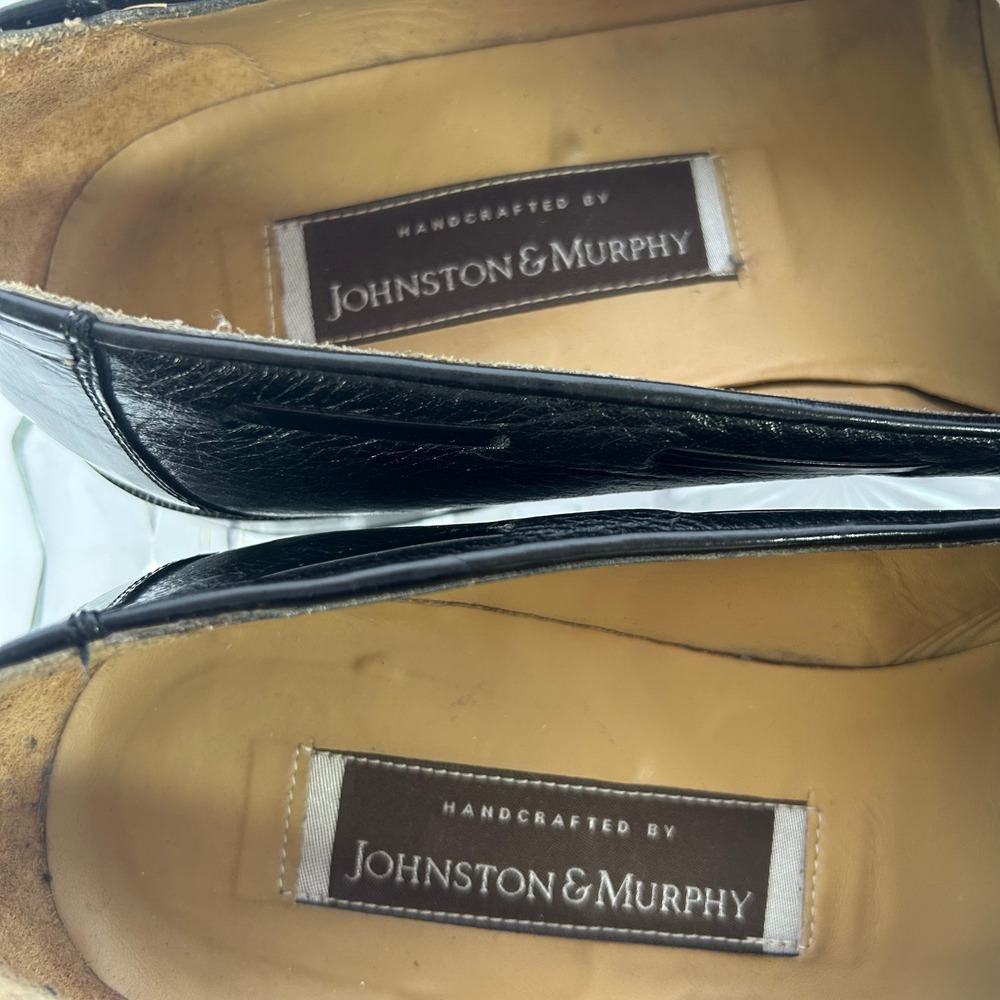 Johnston & Murphy Handcrafted Leather Tassel Loafers Black Made‎ in Italy 10.5M - Picture 3 of 7